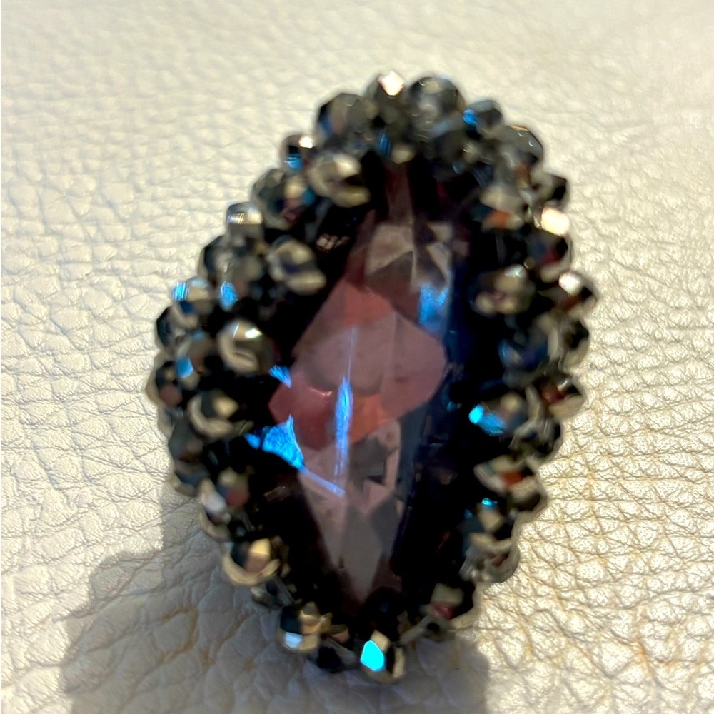 Titanium color cocktail ring